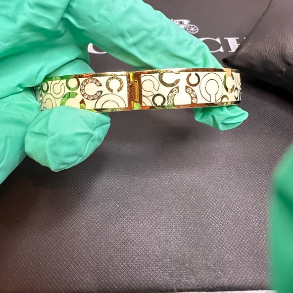 Coach Gold and White Signature Bangle - Picture 5 of 9